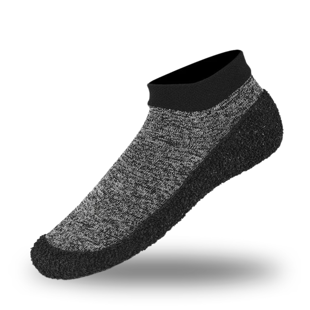 Graue rutschfeste Sockenschuhe, atmungsaktiv, bequem, ideal für Indoor-Aktivitäten.