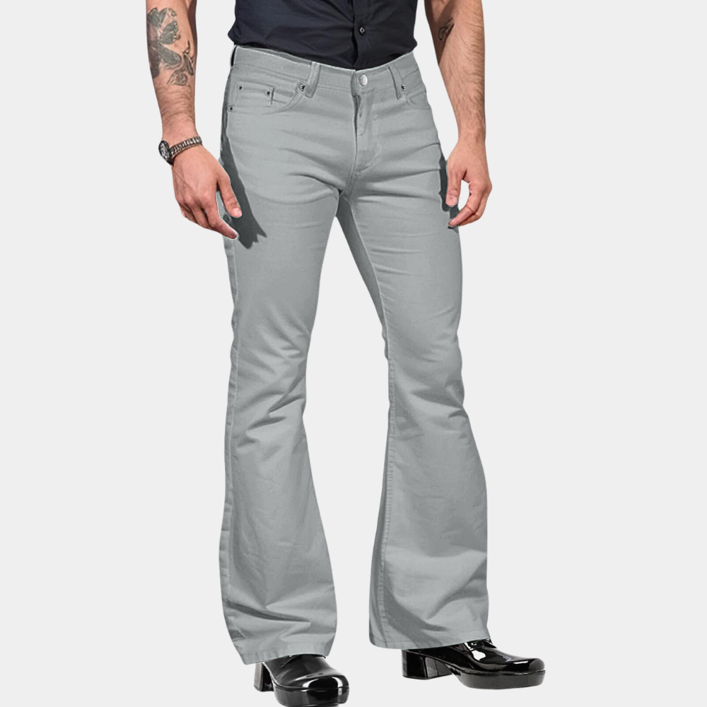Graue Schlaghose für Herren, Denim, modisch, bequem, vielseitig, ideal für Freizeitkleidung.