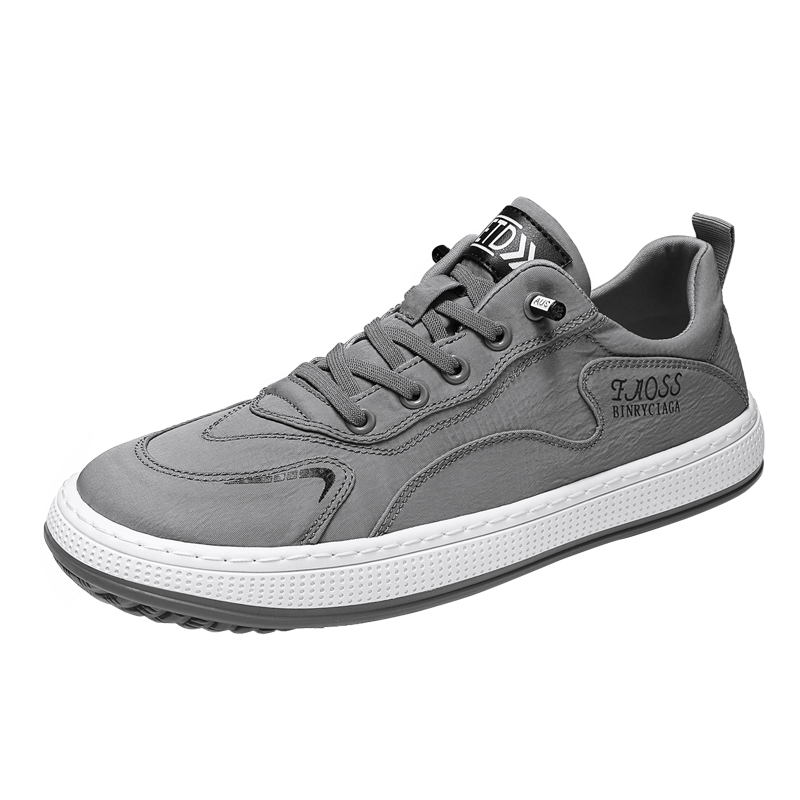 Grauer Sneaker Herren, Leder, sportlich, rutschfest, modisch, bequem, Freizeit, Größe 42.