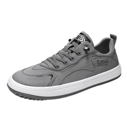 Grauer Sneaker Herren, Leder, sportlich, rutschfest, modisch, bequem, Freizeit, Größe 42.
