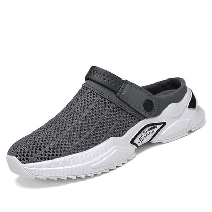 Grauer Herren-Sneaker, atmungsaktiv, Mesh, rutschfest, ideal für Laufen und Freizeit.
