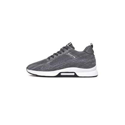Grauer Sportschuh, atmungsaktives Mesh, weiße Sohle, Herren Sneaker, modisch, bequem.