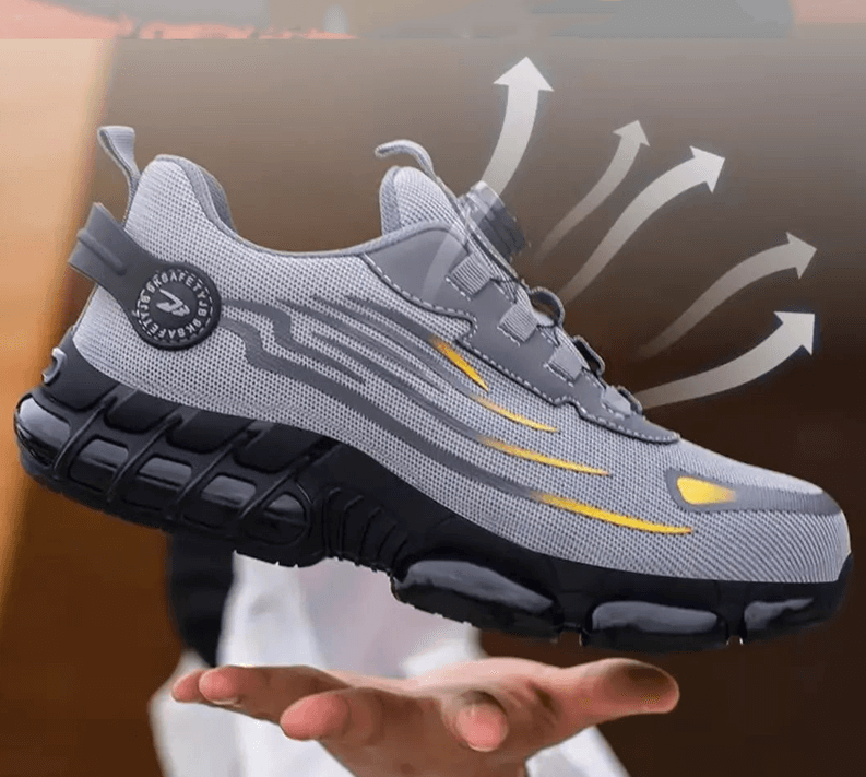 Grauer Sportschuh mit Luftpolstersohle, atmungsaktiv, ergonomisches Design, Herren Sneaker.