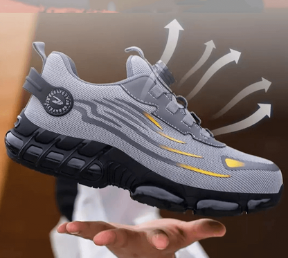 Grauer Sportschuh mit Luftpolstersohle, atmungsaktiv, ergonomisches Design, Herren Sneaker.
