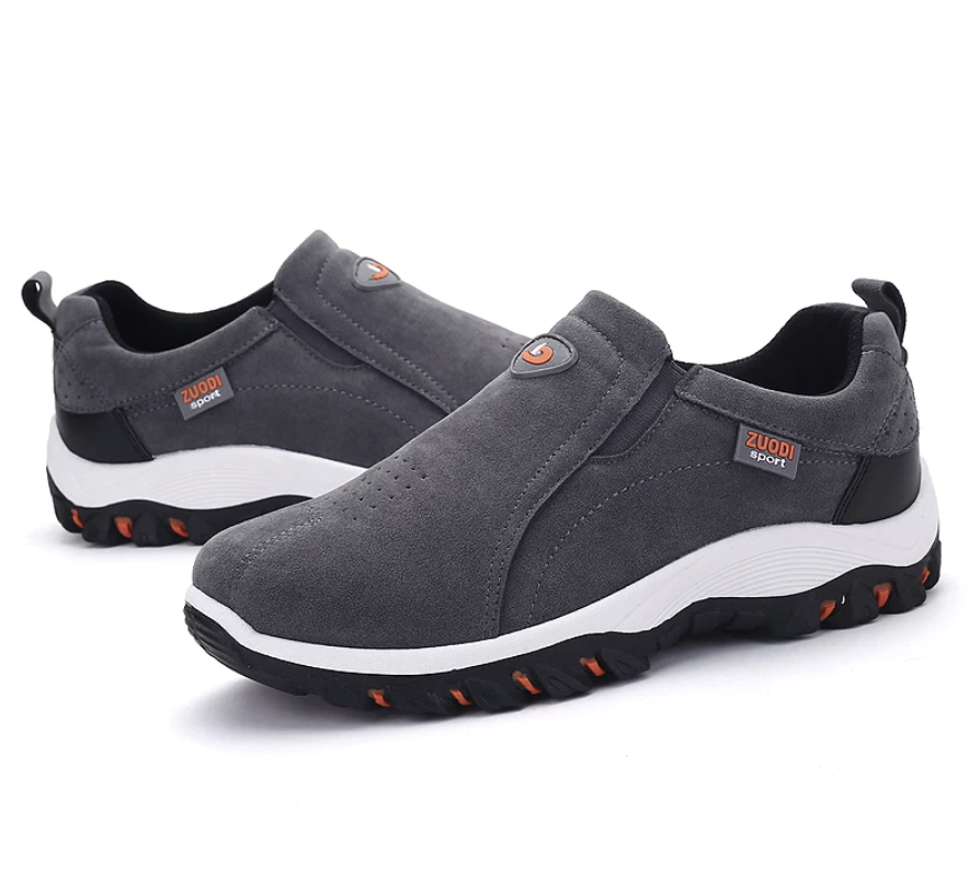 Graue Herren-Sportschuhe, rutschfest, atmungsaktiv, bequem, für Outdoor-Aktivitäten.