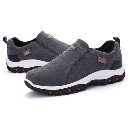 Graue Herren-Sportschuhe, rutschfest, atmungsaktiv, bequem, für Outdoor-Aktivitäten.