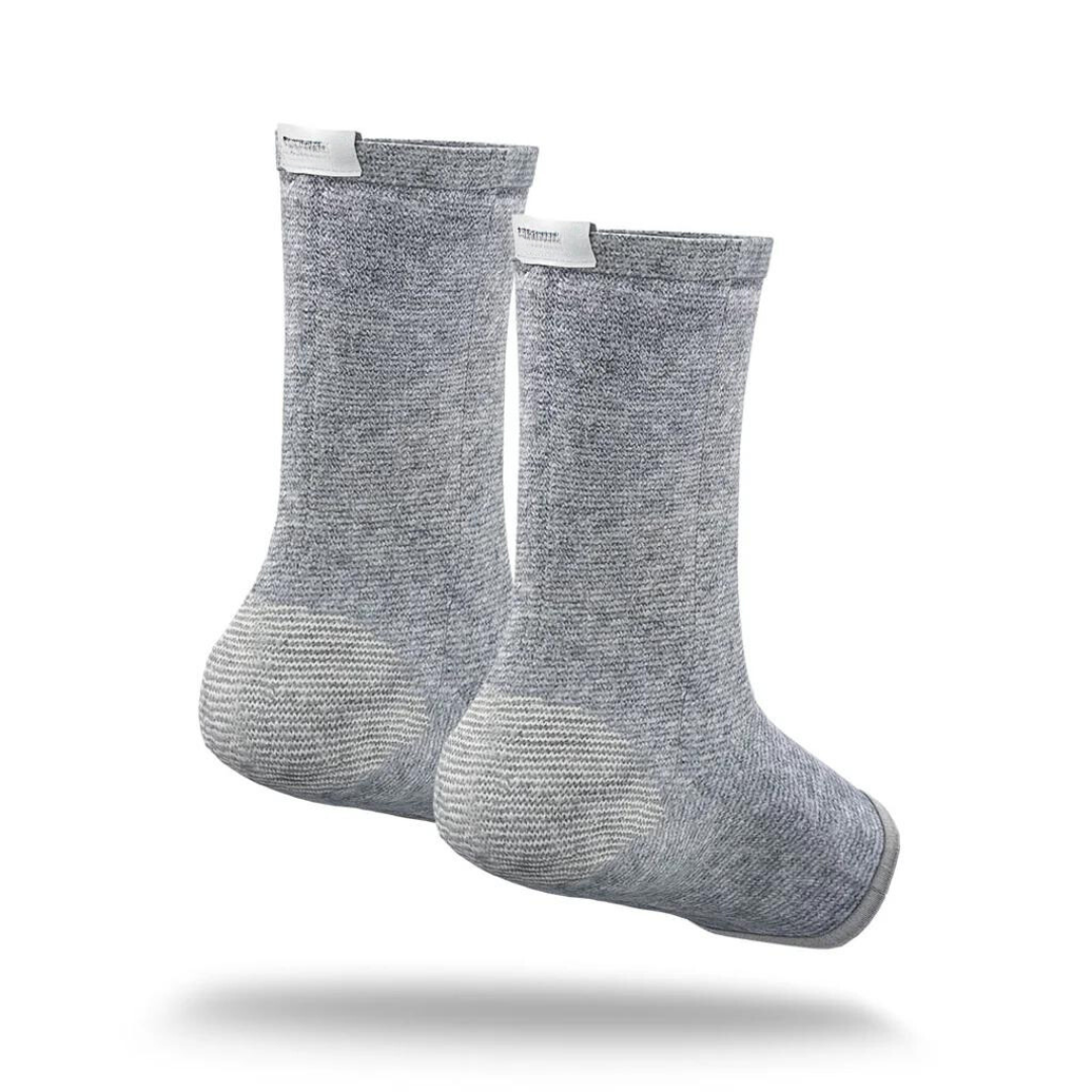 Graue Kompressionssocken, atmungsaktiv, nahtlos, für Sport und Alltag, Unisex.