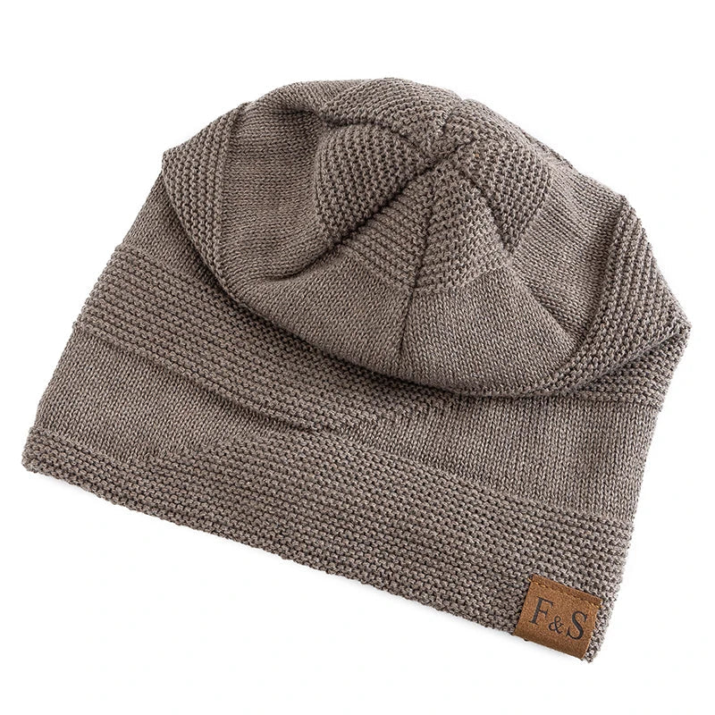 Unisex Strickmütze, grau, mit Futter, warm, lässig, Winter, Beanie, Label, Herren Damen.