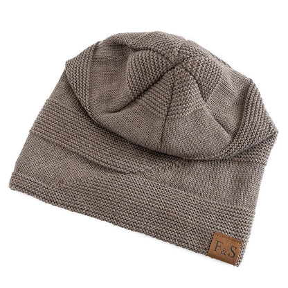 Unisex Strickmütze, grau, mit Futter, warm, lässig, Winter, Beanie, Label, Herren Damen.