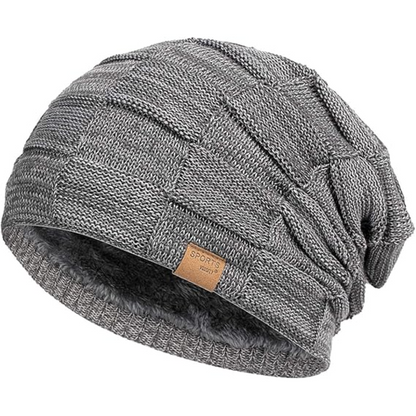 Graue Strickmütze aus Baumwolle, warm, modisch, für Herren und Damen, Winteraccessoire.