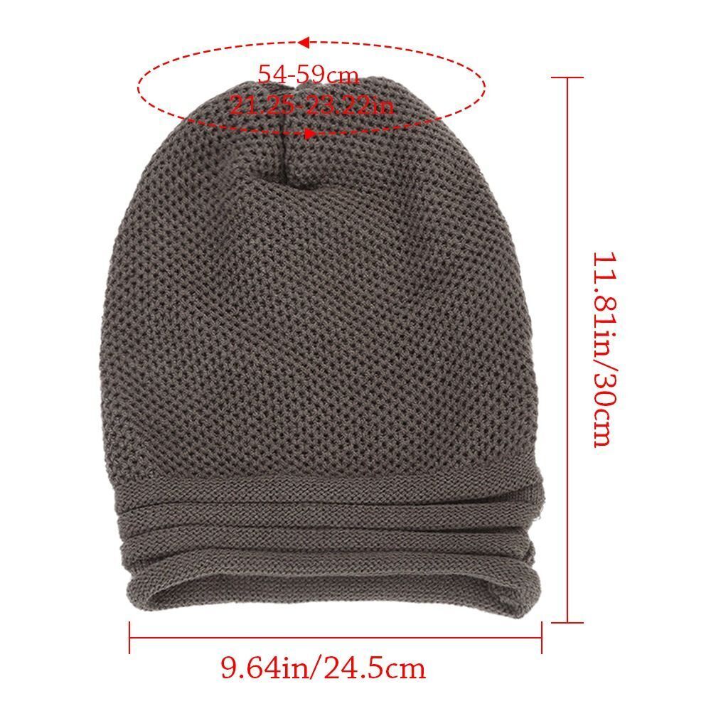 Braune Strickmütze, Unisex, dehnbar, atmungsaktiv, für Herbst und Winter, 54-59 cm.