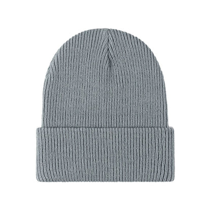 Graue Strickmütze aus Wolle, Unisex, warm, modisch, ideal für Winter, Freizeitkleidung.