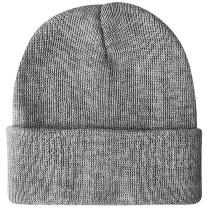 Graue Strickmütze aus Wolle, Unisex, warm, modisch, ideal für Winter, Freizeitkleidung.