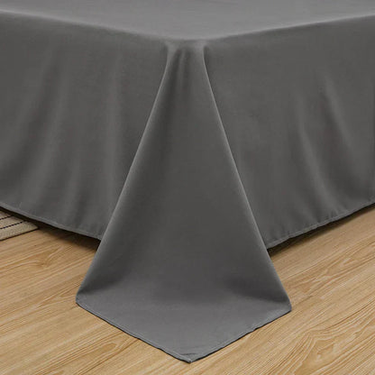 Graues Bettlaken aus Baumwolle, knitterfrei, für Doppelbett, modernes Schlafzimmer-Design.