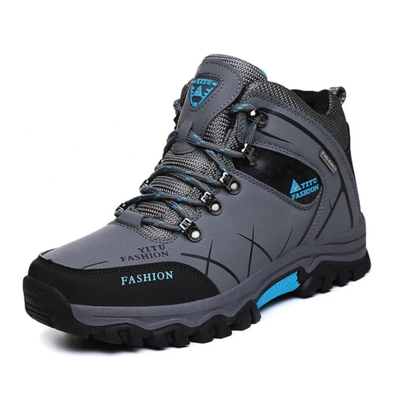 Grauer Wanderschuh, wasserdicht, atmungsaktiv, rutschfest, Outdoor, Herren, Trekking.