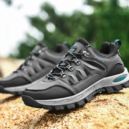 Graue Wanderschuhe, wasserdicht, rutschfest, Outdoor-Schuhe für Herren.