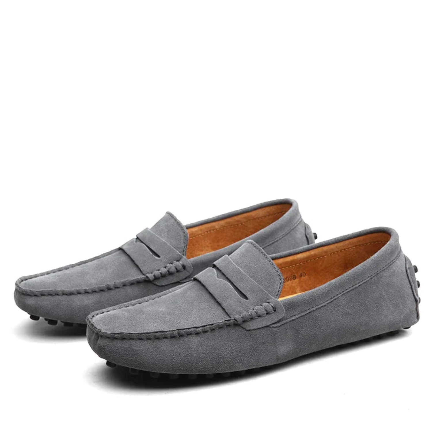 Graue Wildleder-Mokassins für Herren, rutschfeste Sohle, elegantes Design, bequemes Schuhwerk.