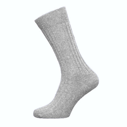 Graue Wollsocke, knöchelhoch, warm, bequem, ideal für Winter, Unisex, hochwertige Qualität.