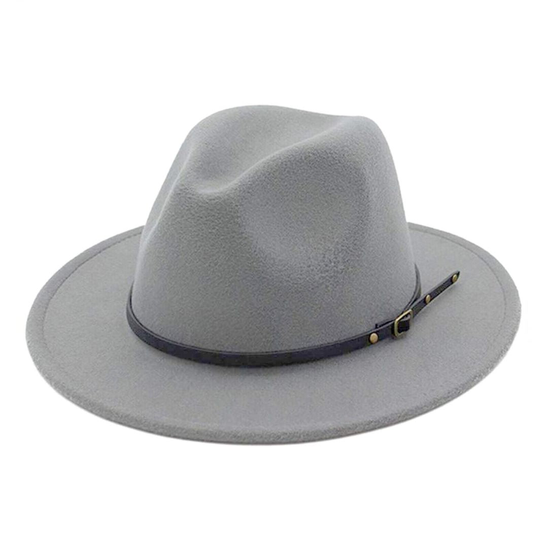 Grauer Filzhut mit schwarzem Band, Fedora-Stil, modisches Accessoire für Herren und Damen.