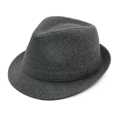 Dunkelgrauer Filzhut, Fedora-Stil, modisches Accessoire, Unisex, elegant und zeitlos.