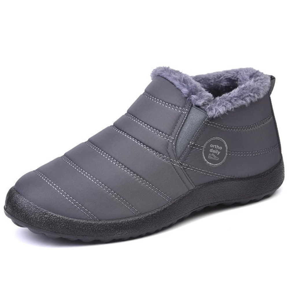 Grauer Fleece-Knöchelstiefel, warm, rutschfest, ideal für Winter, Herrenmode, bequem.