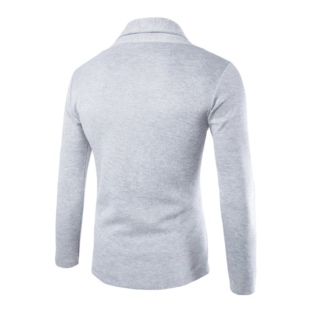 Grauer Herrenpullover, langärmelig, Business-Casual, hochwertige Baumwolle, modisch.