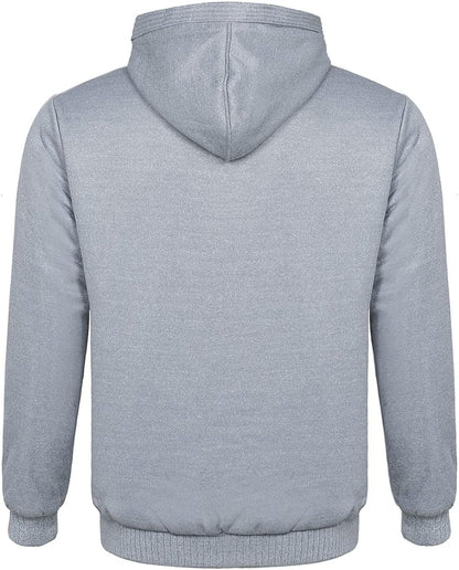 Grauer Kapuzenpullover aus Baumwolle, Rückansicht, Unisex, modisch, bequem, Freizeitkleidung.