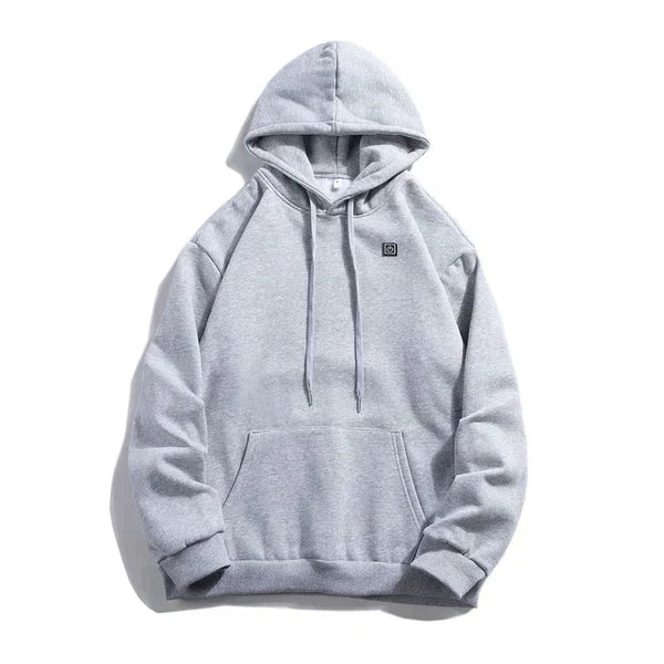 Grauer Kapuzenpullover aus Baumwolle, Unisex Hoodie, lässige Mode, bequem und stilvoll.