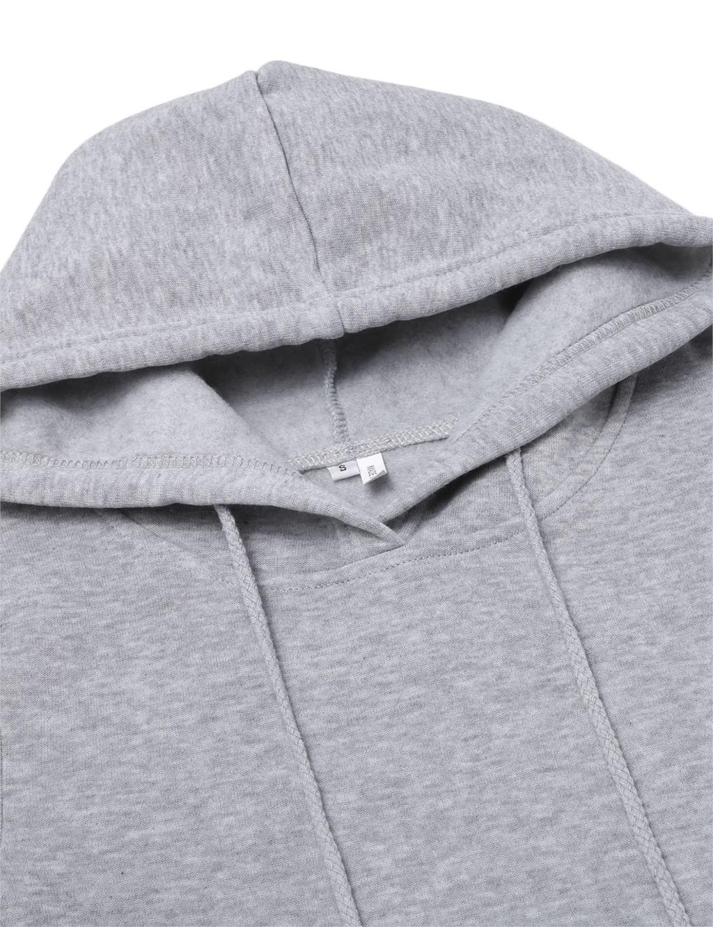 Grauer Kapuzenpullover aus Baumwolle, Unisex, weiches Material, modisches Design.