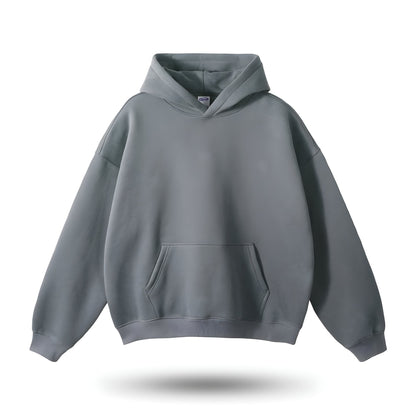 Grauer Kapuzenpullover aus Baumwolle, Unisex, bequem, lässig, ideal für Herbstmode.