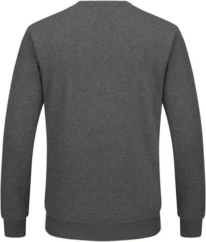 Dunkelgrauer Herrenpullover, langärmelig, Baumwolle, Rückansicht, modisch, bequem, casual.