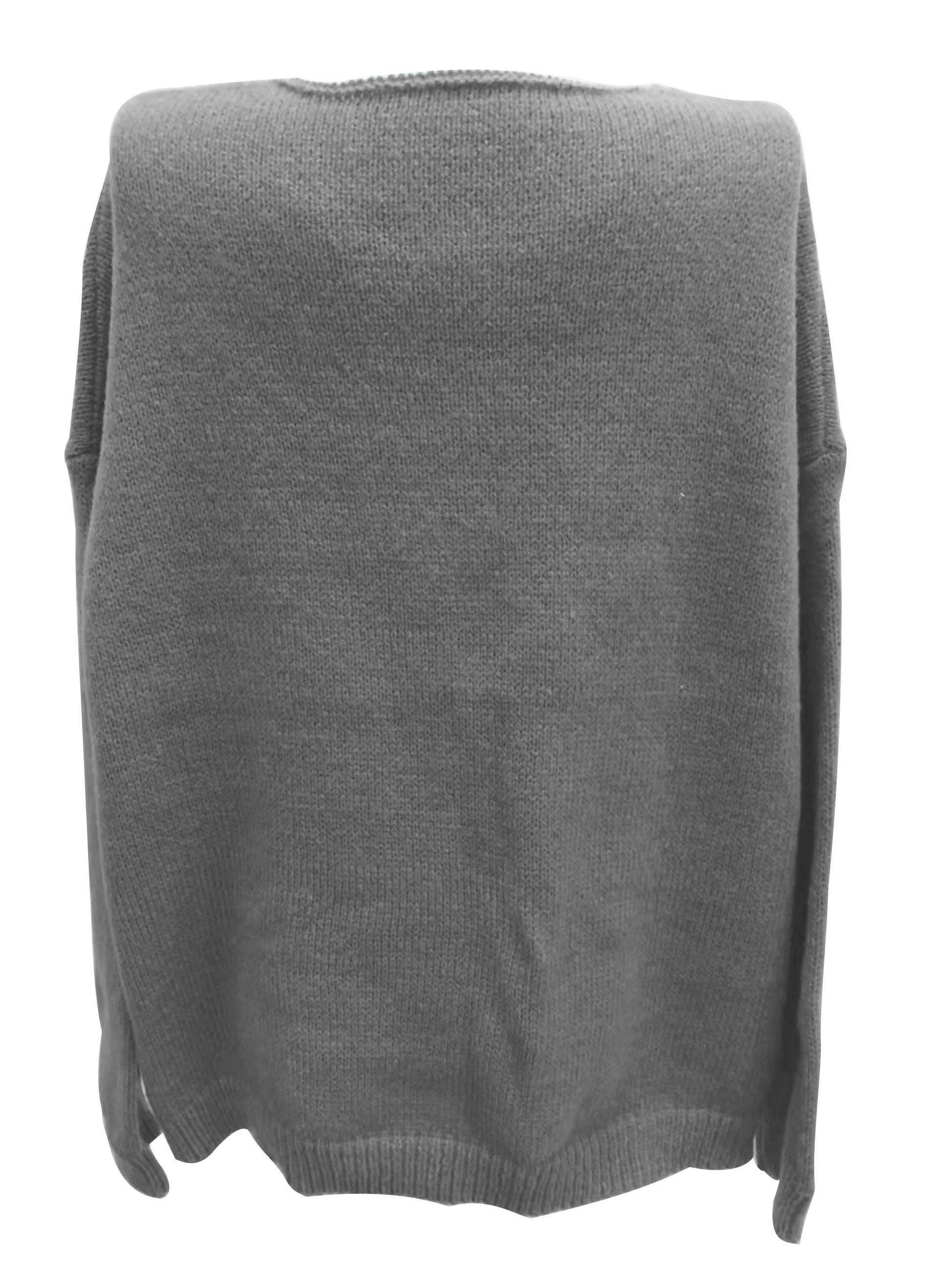 Grauer Strickpullover, Unisex, Baumwolle, lässig, warm, modisch, Herbst-Winter-Kleidung.