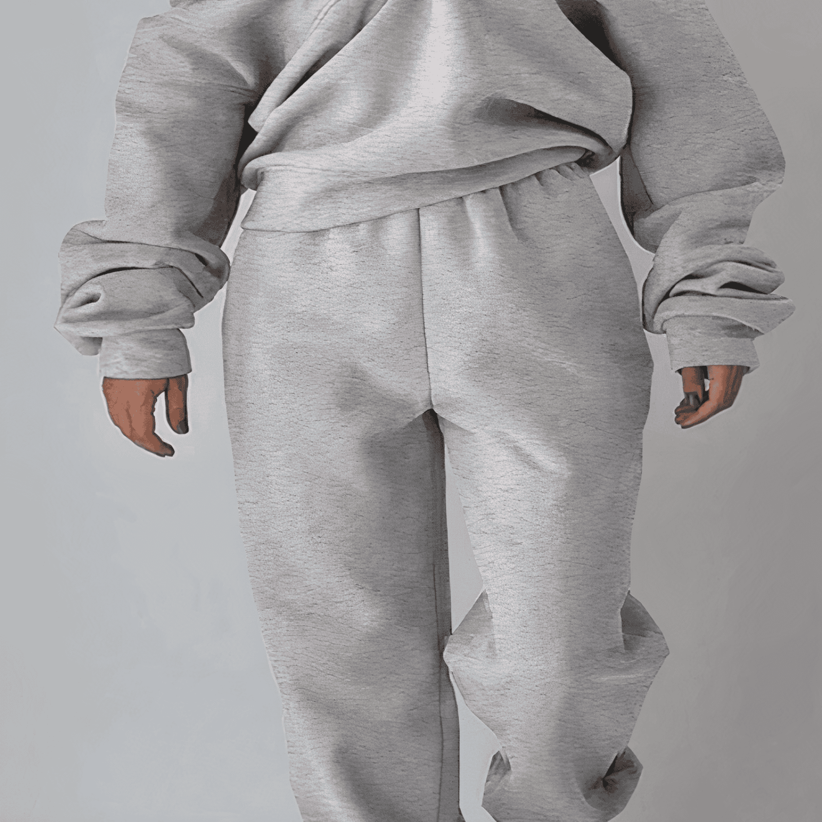 Grauer Damen-Sweatshirt und Jogginghose Set, bequem, Freizeitkleidung, Baumwolle.