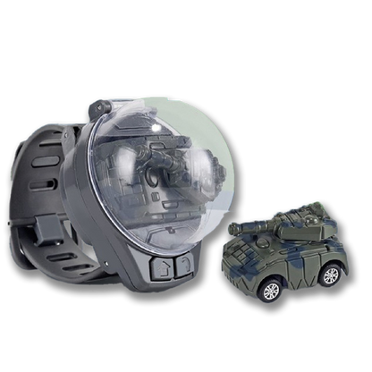 Graues ferngesteuertes Mini-Panzerspielzeug mit Armbanduhr-Controller, Kunststoff, Kinder.