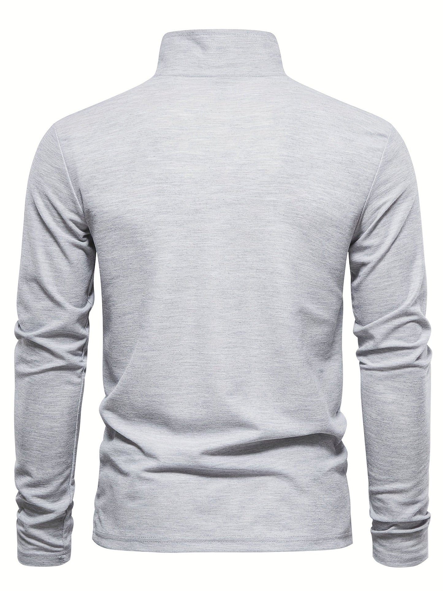 Graues Langarmshirt aus Baumwolle, Rückansicht, Herrenmode, Freizeitkleidung, schlichtes Design.