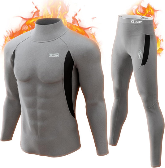 Graues Neopren-Tauchanzug-Set für Herren, langärmelig, wärmeisolierend, von ESDY.