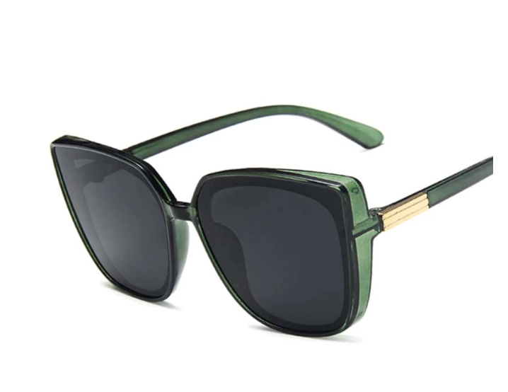 Grüne Sonnenbrille Damen, quadratisch, UV-Schutz, modisch, Kunststoff, elegant