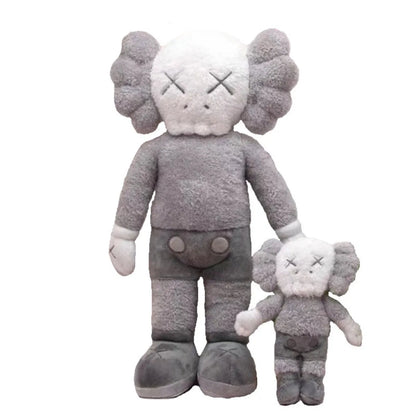Graues Plüschspielzeug-Set, große und kleine Figur, weiches Material, Kinderzimmer-Dekoration.
