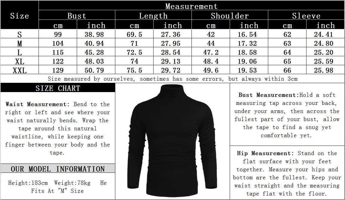 Größentabelle für Herrenhemden, Maße in cm und Zoll, Größen S bis XXL, Schwarz-Weiß-Design.