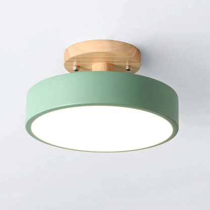 Grüne Deckenleuchte aus Holz, moderne LED-Lampe, skandinavisches Design, energiesparend.