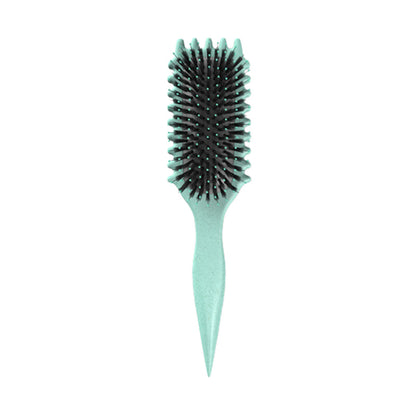 Mintgrüne Haarbürste mit schwarzen Borsten, ergonomischer Griff, ideal zum Entwirren.