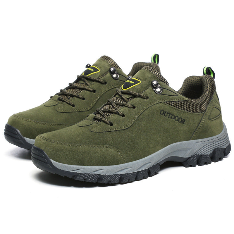 Grüne Outdoor-Wanderschuhe, rutschfest, atmungsaktiv, robustes Design für Herren.