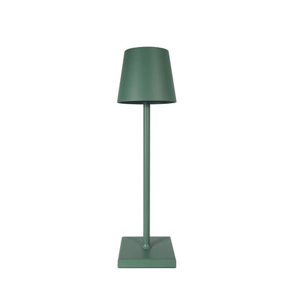Grüne Tischlampe aus Metall, modernes Design, ideal für Wohnzimmer oder Bürobeleuchtung.