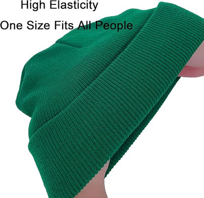 Grüne Strickmütze, elastisch, Einheitsgröße, Unisex, Winteraccessoire, warm, bequem.