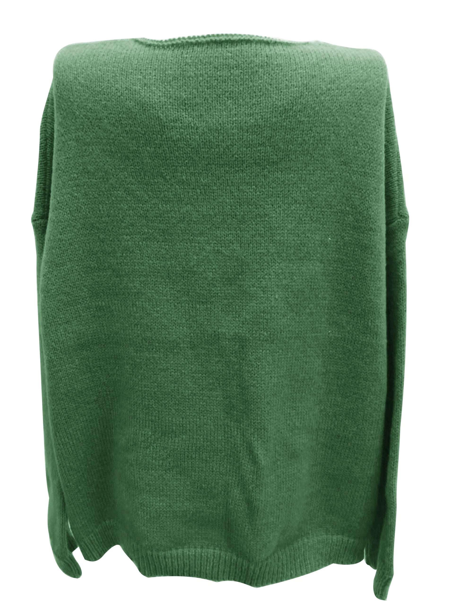 Grüner Strickpullover aus Baumwolle, Unisex, modisch, bequem, Herbstmode, langärmelig.