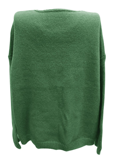Grüner Strickpullover aus Baumwolle, Unisex, modisch, bequem, Herbstmode, langärmelig.