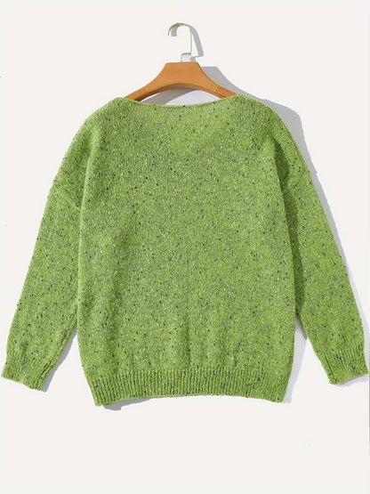 Grüner Damenpullover aus Strick, langärmelig, lässig, weiches Material, modisch.