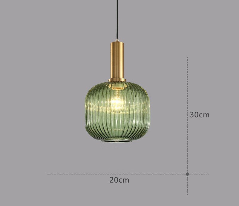 Grüne Glas-Hängelampe, 30cm, dänisches Design, modernes Interieur, Beleuchtung.