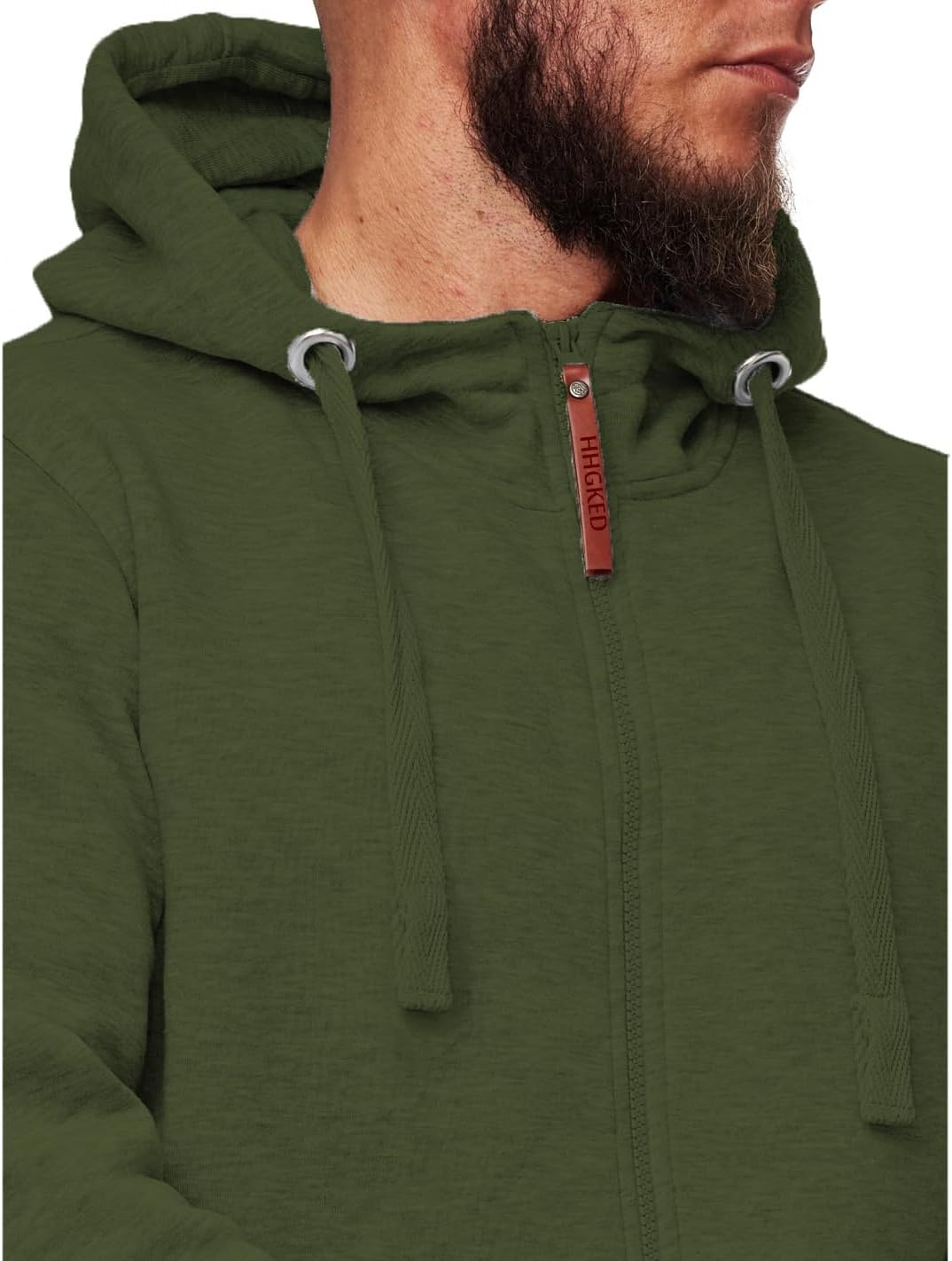Grüne Kapuzenjacke mit Reißverschluss, Herrenmode, Baumwolle, Freizeitkleidung, Hoodie.