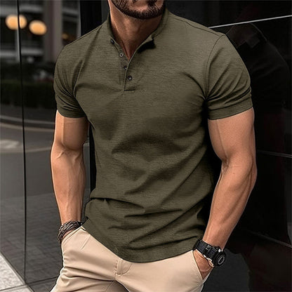 Männer Poloshirt olivgrün, kurzärmelig, Baumwolle, lässig, modisch, Sommerkleidung, Herrenmode.